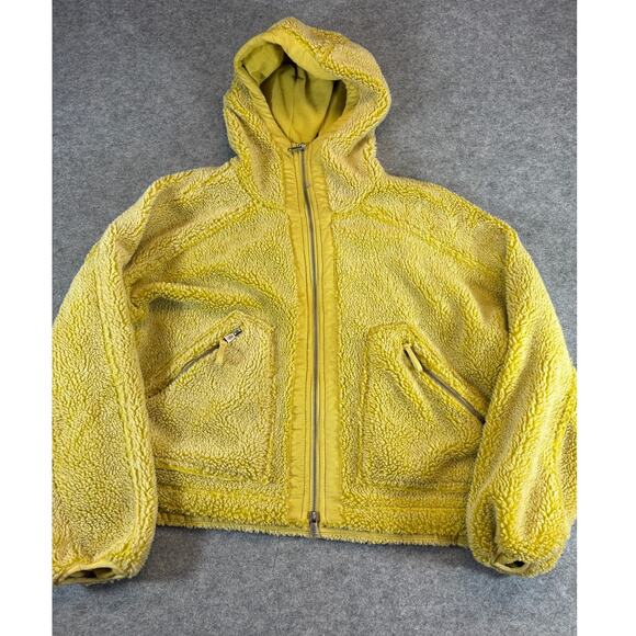 Free People Jackets & Blazers - Free People Movement Hooded Sherpa Jacket Womens XS Yellow Fleece Plush Gorpcore